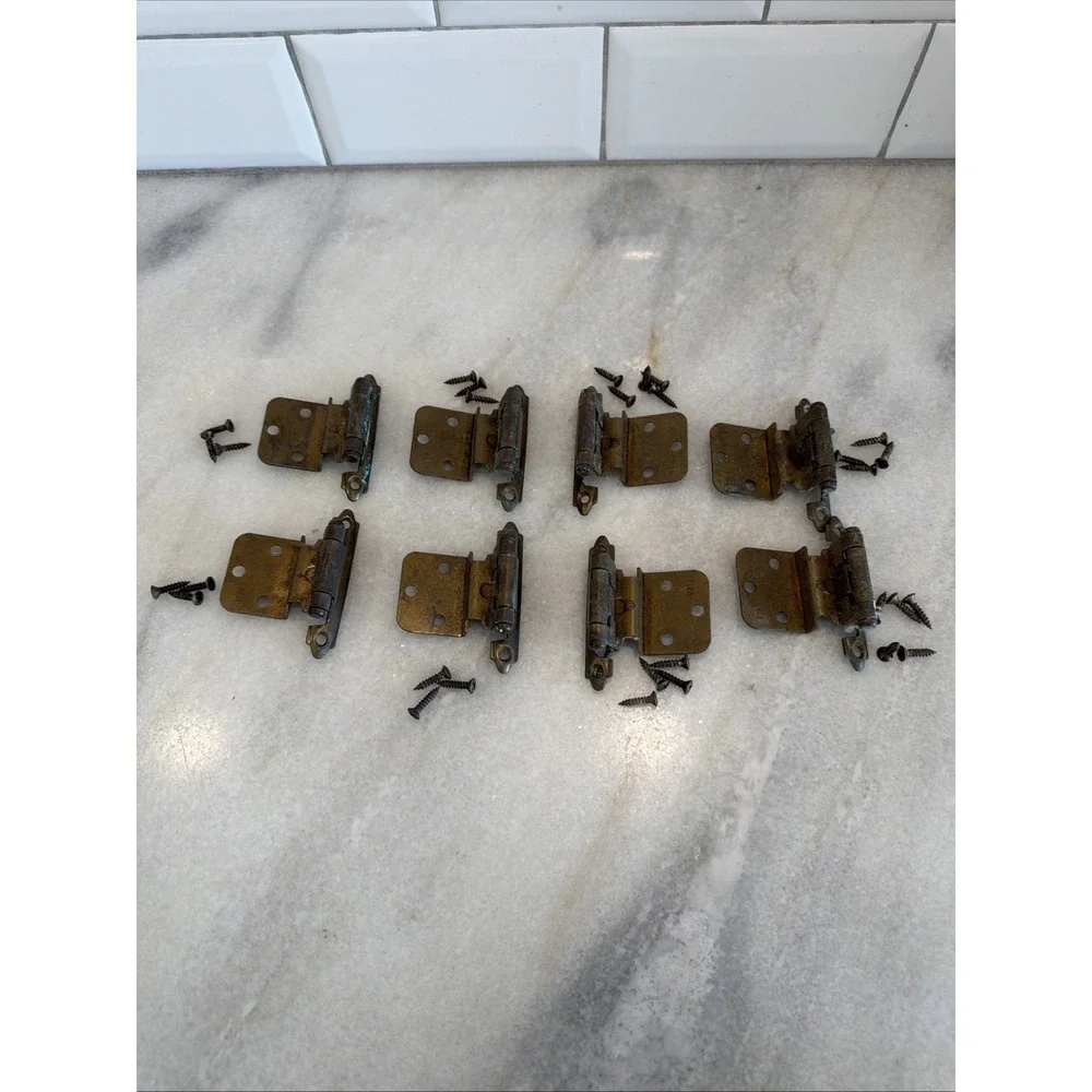 Lot of 8 Vintage Brass Cabinet Hinges GWB001